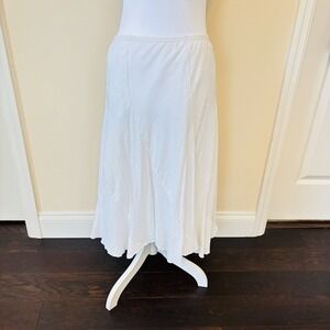 JKLA California Swirl Skirt White Cotton M Swiss Dot Panels Lined Boho Resort